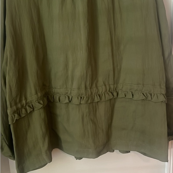 Anthropologie Army Green Ruffled Boho Jacket - Picture 5 of 5